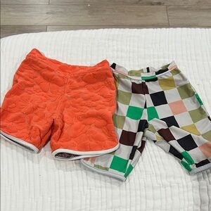 Acacia Swimwear Orange and Checkered Kids Shorts